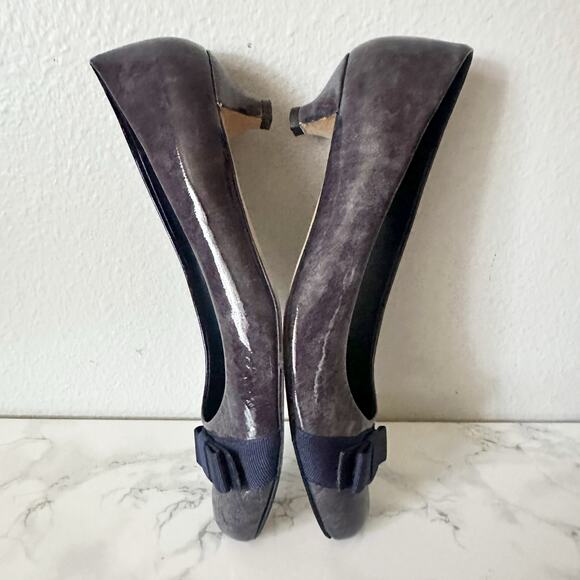 VANELI Narrow Marbled Navy Patent Leather Kitten Heels Women's Size 8.5 NARROW - Picture 8 of 12